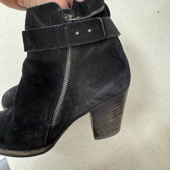 Paul Green Black Suede Stacked Heel Ankle Boots Womens 6.5 Leather Classic Fall - Picture 7 of 12